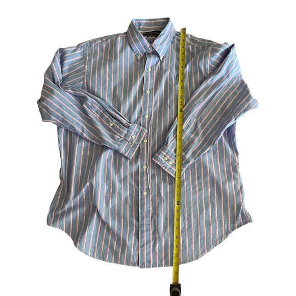Ralph Lauren Mens Button Up Shirt Size 17 Neck 32/33 Sleeve Blue Pink Stripe - Picture 5 of 7